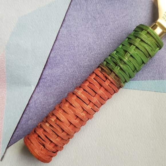 Anthropologie Boho Colorblock Woven Rattan Gold Bottle Opener Barware Preppy NWT - Picture 9 of 13